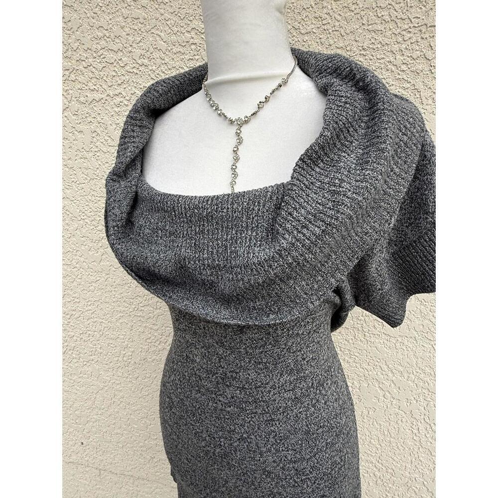B. Wear Sweater Tunic Womens Medium Gray Cowl Neck Short Sleeve Pullover Knit - Picture 3 of 8